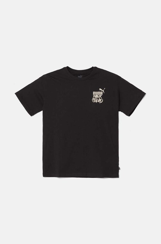 Детская хлопковая футболка Puma ESS+ MID 90sphic Tee круглый вырез чёрный 681874