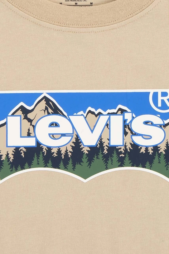 Dječaci Dječja pamučna majica kratkih rukava Levi's FORESTED MOUNTAINS BATWING 8EL382 bež