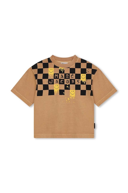 Dětské bavlněné tričko Marc Jacobs kulatý hnědá W60283.114.150