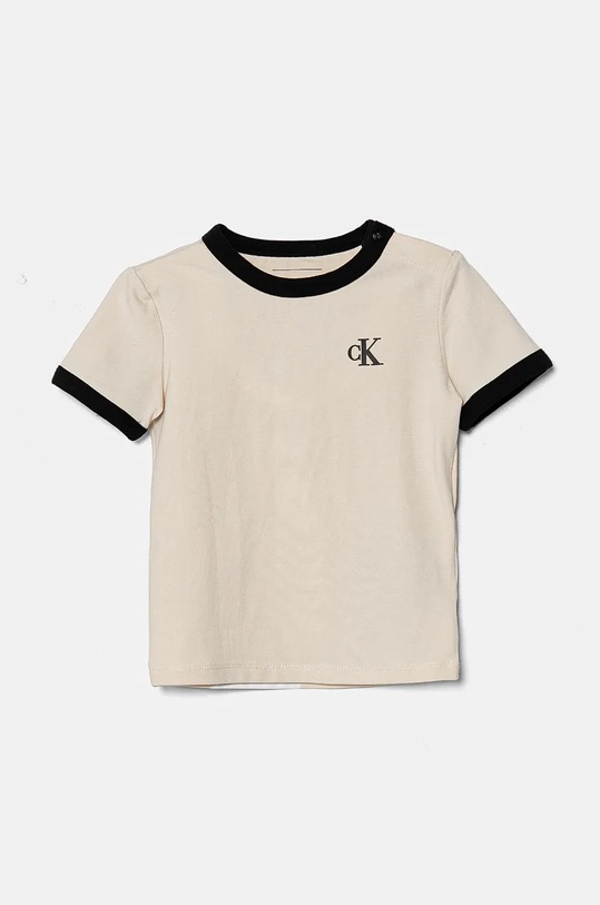 Calvin Klein Jeans t-shirt niemowlęcy z elastanem beżowy IN0IN00282.9BYH