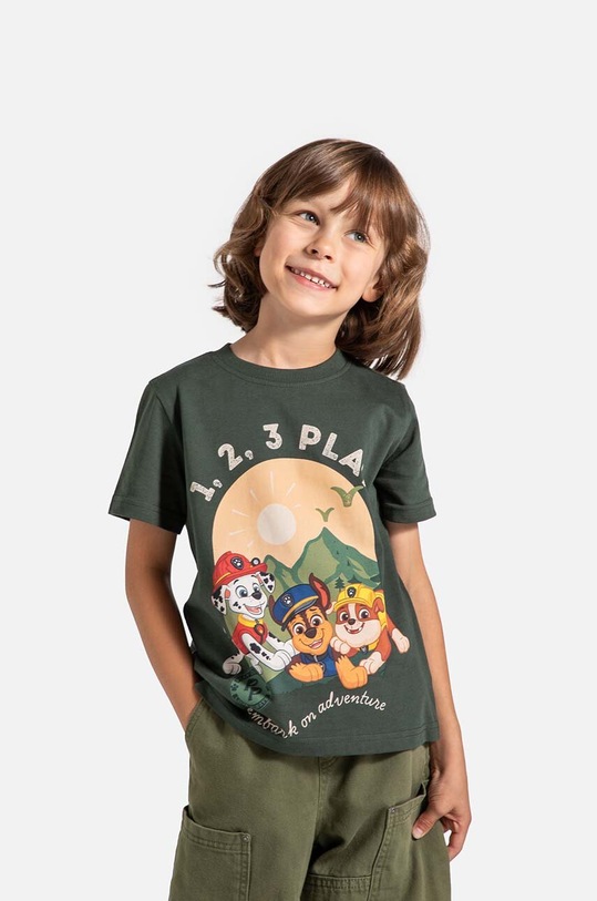 Dětské bavlněné tričko Coccodrillo kulatý zelená ZC4143201LBD