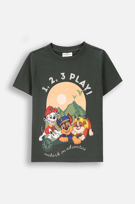 Dětské bavlněné tričko Coccodrillo ZC4143201LBD zelená AW24