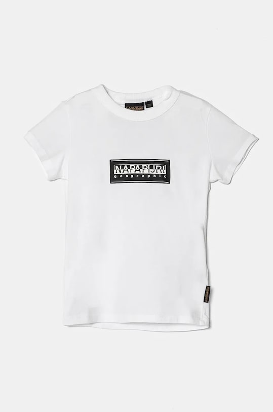 Napapijri t-shirt bawełniany dziecięcy S-CHAMOIS SS nadruk biały NP0A4HYL0021.98.128