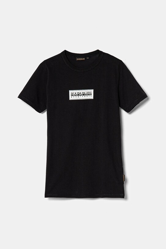 Napapijri t-shirt bawełniany dziecięcy S-CHAMOIS SS nadruk czarny NP0A4HYL0411.168.172
