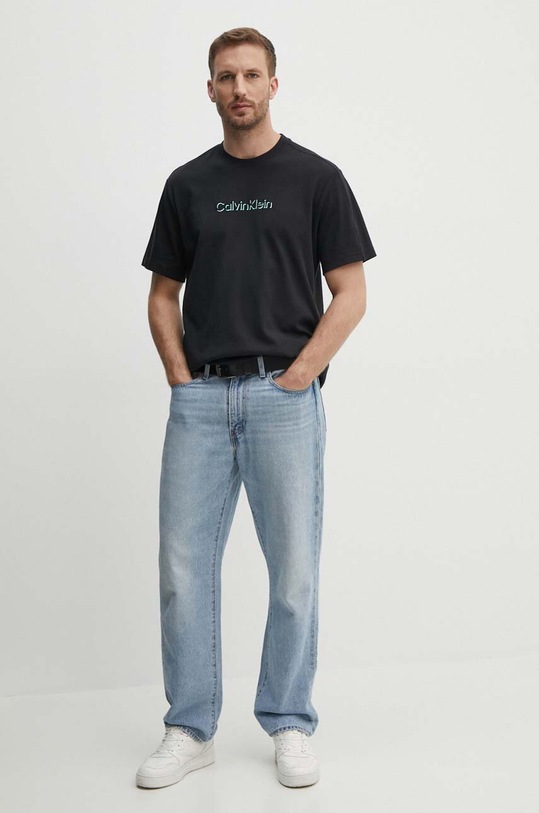Bavlnené tričko Calvin Klein K10K113105 čierna AW24