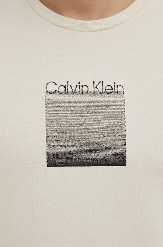 Βαμβακερό μπλουζάκι Calvin Klein μπεζ K10K113107