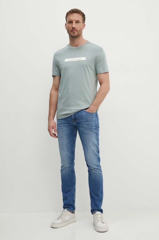 Хлопковая футболка Calvin Klein K10K113110 серый AW24