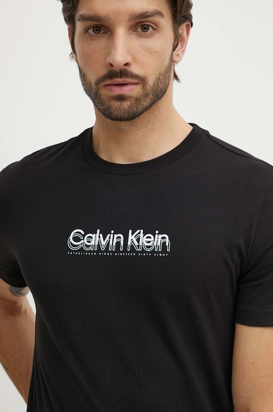 Βαμβακερό μπλουζάκι Calvin Klein μαύρο K10K113118
