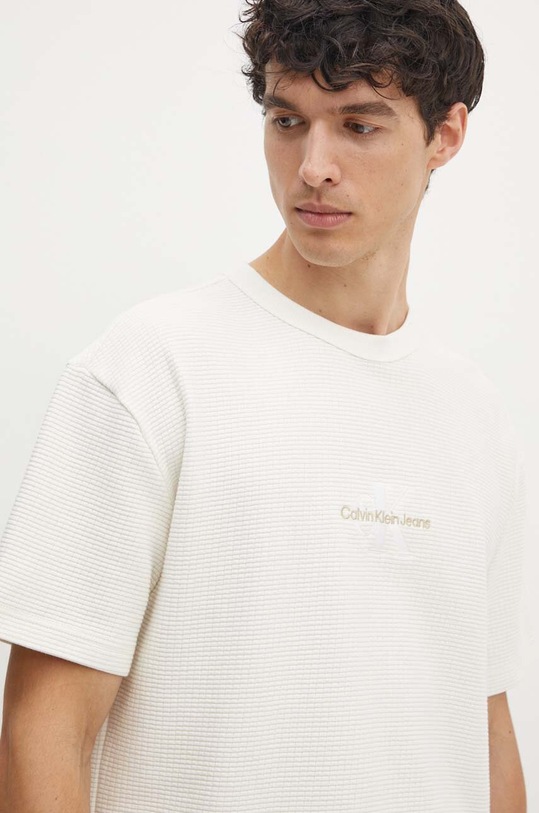 Bavlněné tričko Calvin Klein Jeans béžová J30J325645