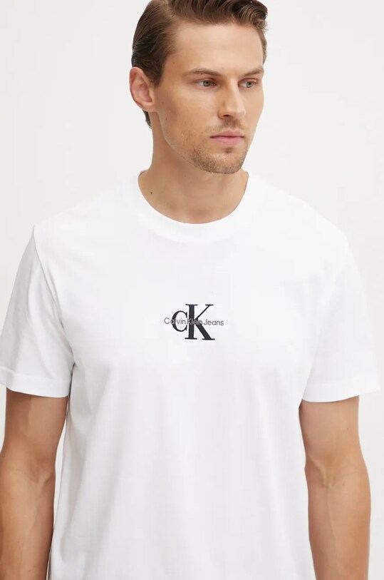 Oblečení Bavlněné tričko Calvin Klein Jeans J30J325649 bílá
