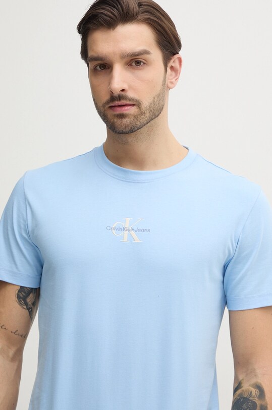 Bombažna kratka majica Calvin Klein Jeans modra J30J325649