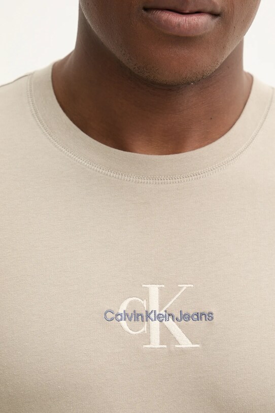 Pamučna majica Calvin Klein Jeans bež J30J325649