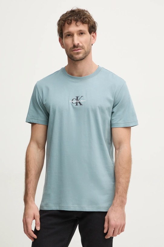 Calvin Klein Jeans pamut póló pamut kék J30J325649