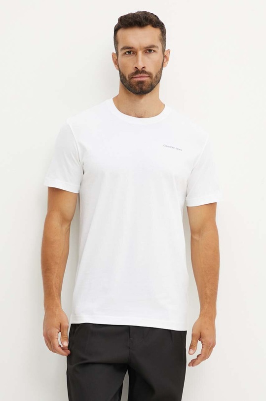Βαμβακερό μπλουζάκι Calvin Klein Jeans J30J325679 λευκό AW24