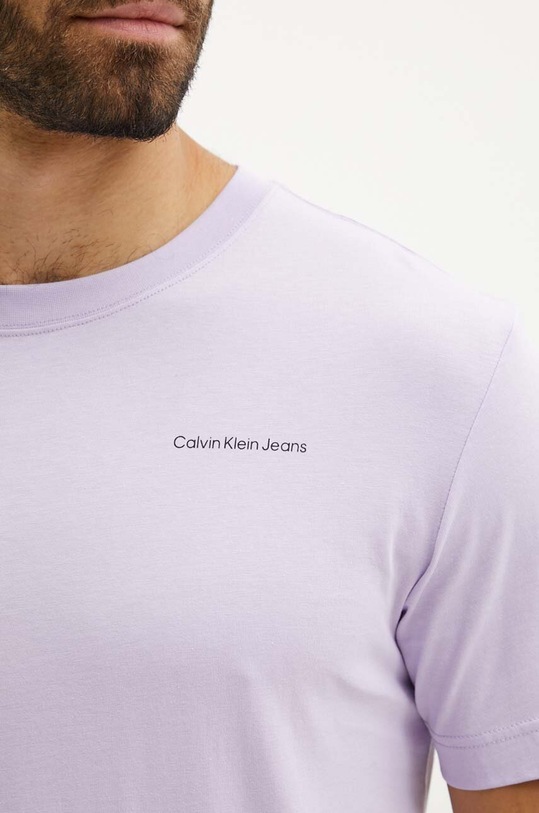 Βαμβακερό μπλουζάκι Calvin Klein Jeans μωβ J30J325679