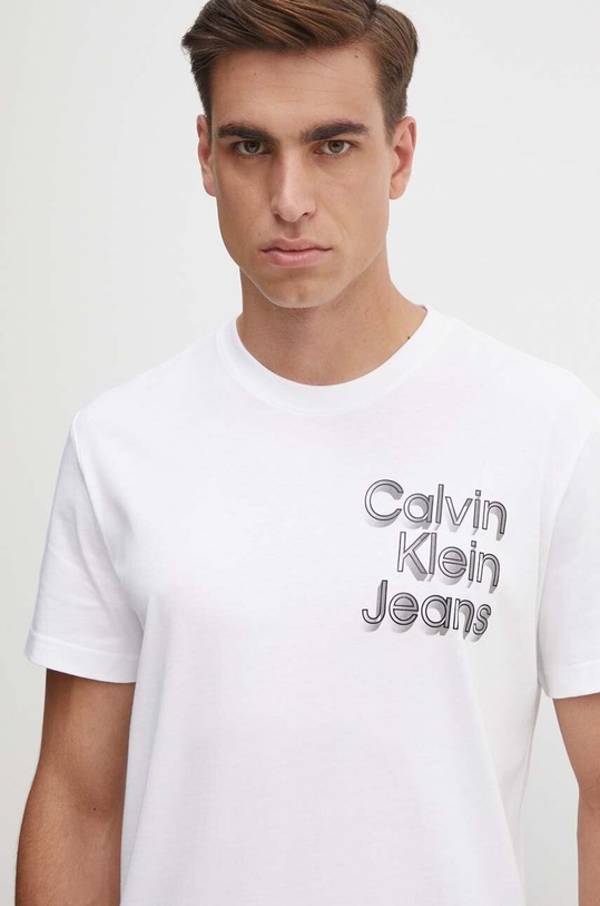Памучна тениска Calvin Klein Jeans бял J30J325680