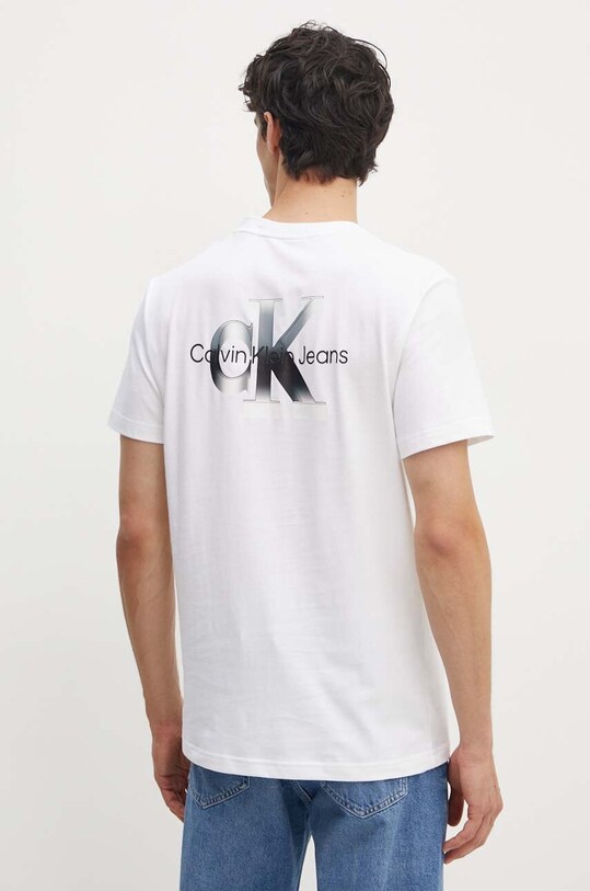 Bavlněné tričko Calvin Klein Jeans potisk bílá J30J325683
