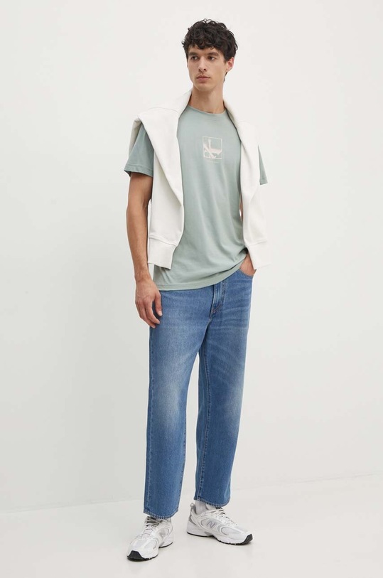 Памучна тениска Calvin Klein Jeans J30J325687 зелен AW24