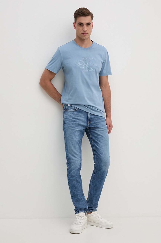 Bavlnené tričko Calvin Klein Jeans J30J325916 modrá AW24