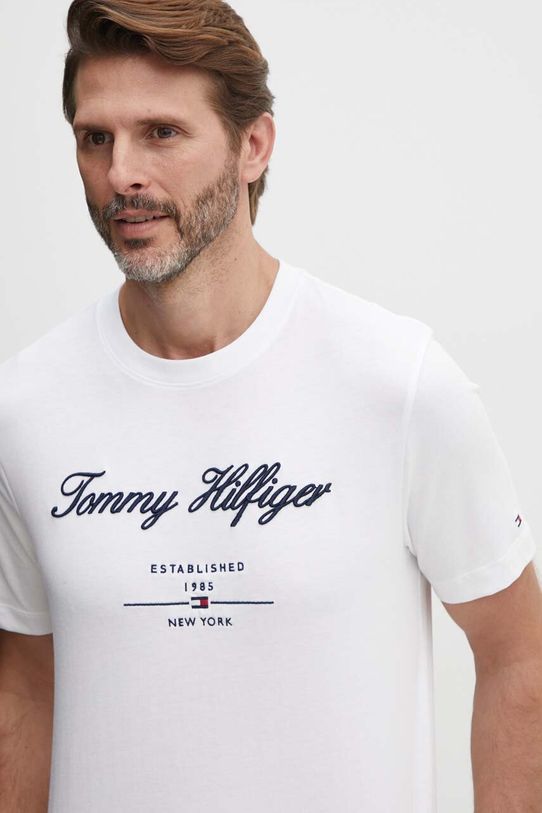 Pamučna majica Tommy Hilfiger Planet friendly bijela MW0MW33691