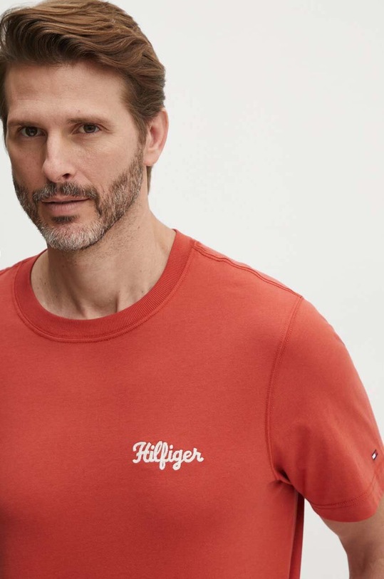 Pamučna majica Tommy Hilfiger MW0MW35462 narančasta AW24