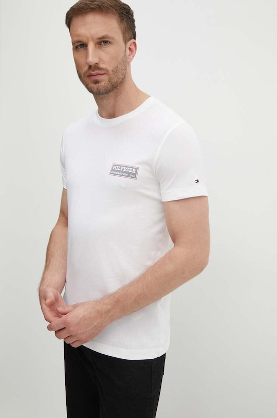 Бавовняна футболка Tommy Hilfiger MW0MW35465 білий AW24