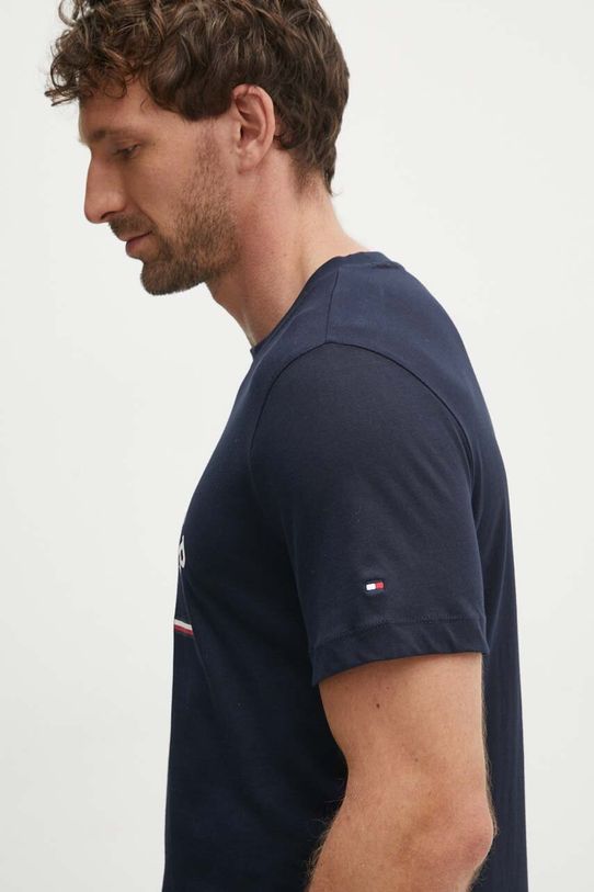 Bavlnené tričko Tommy Hilfiger tmavomodrá MW0MW35466