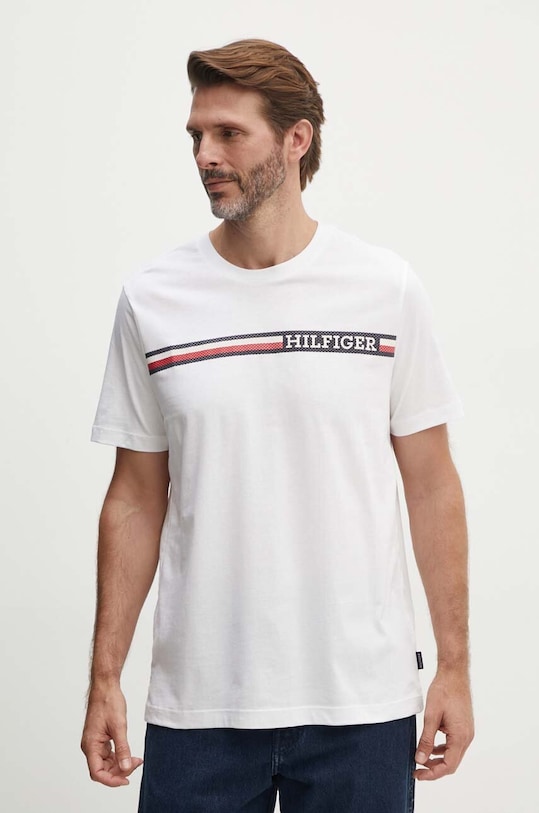 Bavlnené tričko Tommy Hilfiger MW0MW36739 biela AW24