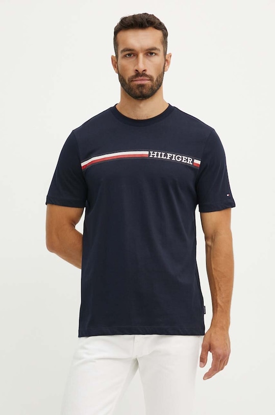 Tommy Hilfiger t-shirt bawełniany nadruk granatowy MW0MW36739