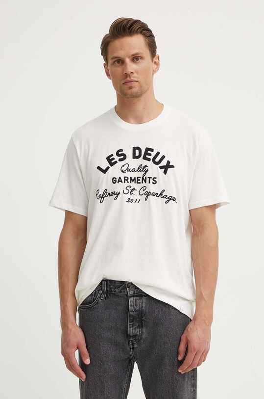 Хлопковая футболка Les Deux regular бежевый LDM101173