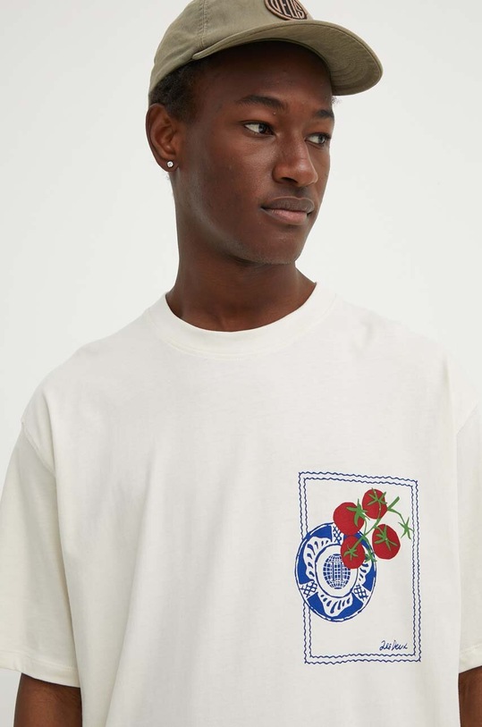 Les Deux t-shirt bawełniany beżowy LDM101174