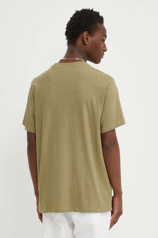 Odzież Les Deux t-shirt z domieszką lnu LDM101176 zielony