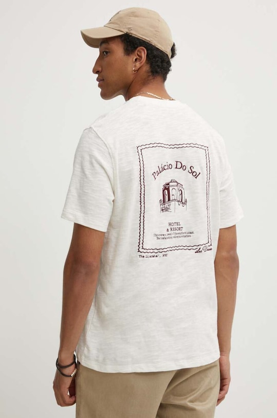 Les Deux t-shirt bawełniany regular beżowy LDM101177