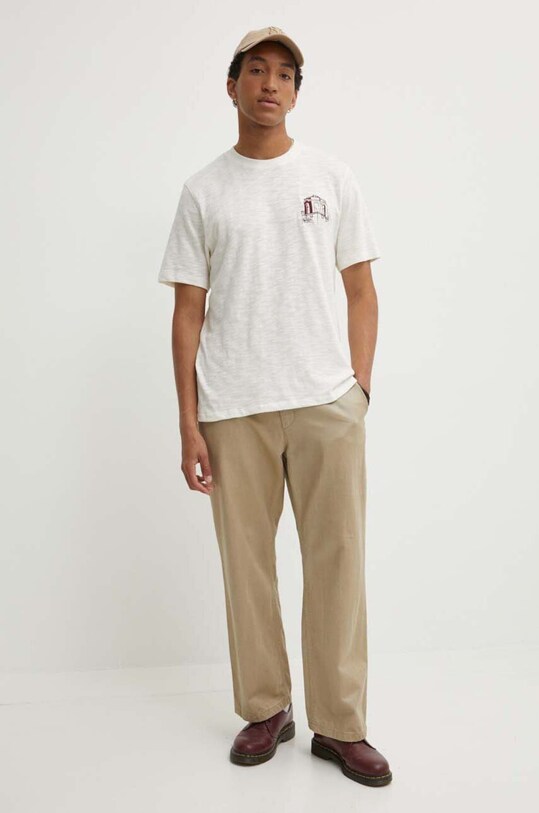 Les Deux t-shirt bawełniany LDM101177 beżowy AW24