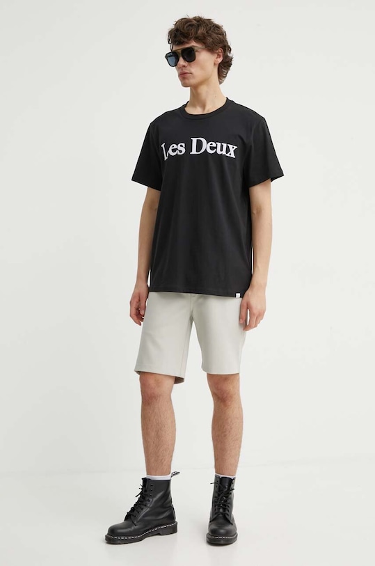 Les Deux t-shirt bawełniany LDM101180 czarny AW24