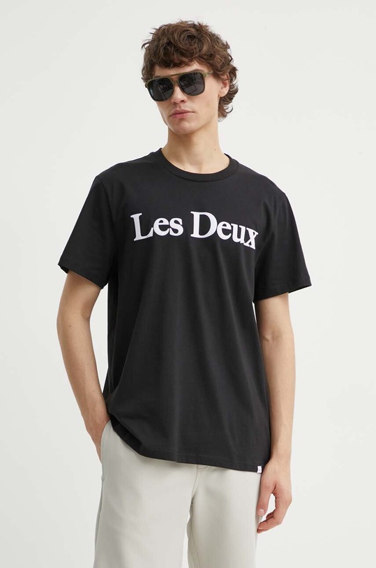 Les Deux t-shirt bawełniany czarny LDM101180