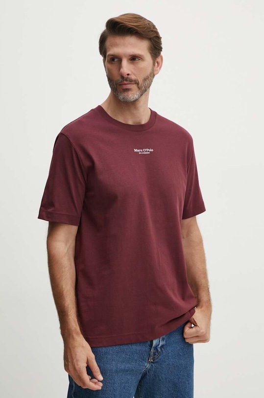 Bavlněné tričko Marc O'Polo 426201251382 burgundské AW24