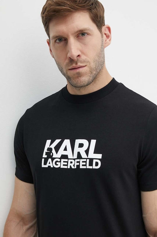 Karl Lagerfeld t-shirt elasztánnal fekete 543235.755087