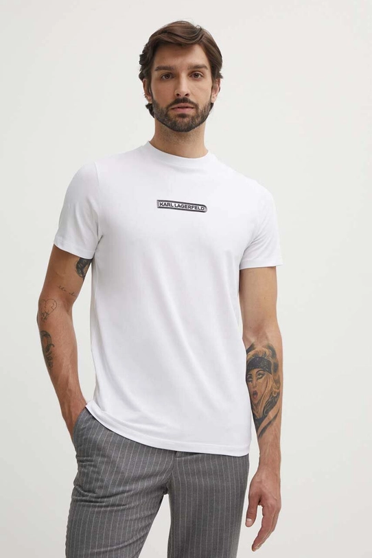 Karl Lagerfeld t-shirt z elastanem biały 543221.755085