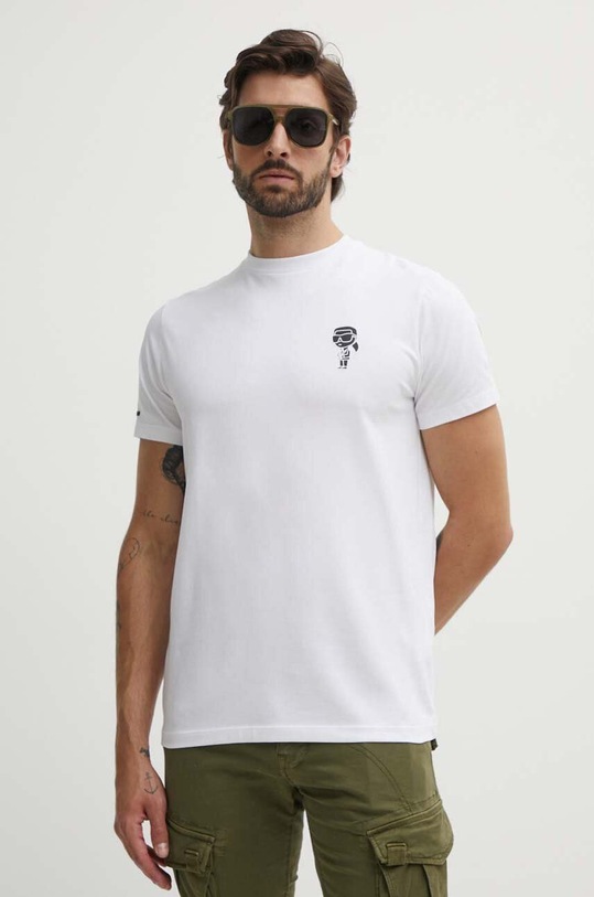 Karl Lagerfeld t-shirt z elastanem biały 543221.755400