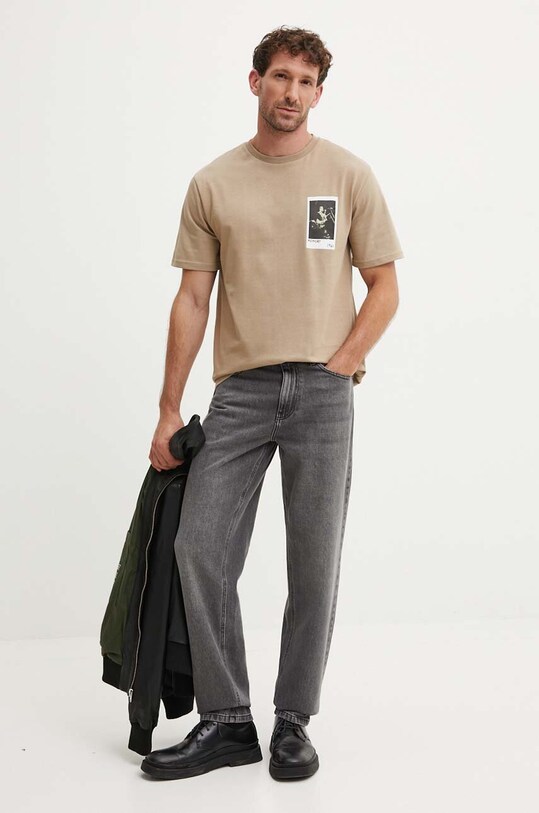 Бавовняна футболка Les Deux LDM101194 бежевий AW24