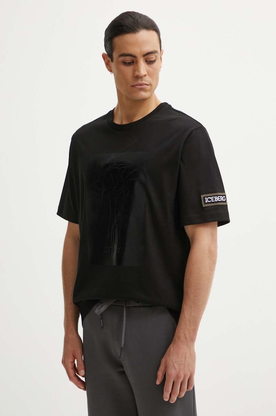 Iceberg tricou din bumbac print negru F02B.6304