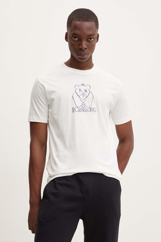 Iceberg tricou din bumbac imprimeu alb F010.6306