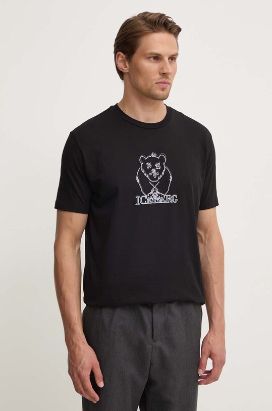 Iceberg t-shirt bawełniany czarny F010.6306