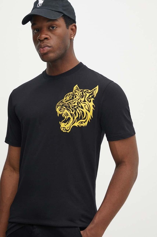 PLEIN SPORT t-shirt in cotone sovrastampa nero FADC.MTK7550.STE003N