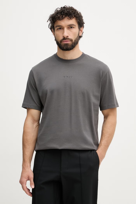 BOSS Green T-shirt męski bawełniany Tee 10 szary 50519368