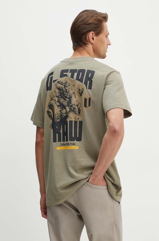G-Star t-shirt bawełniany nadruk zielony D24690.C336