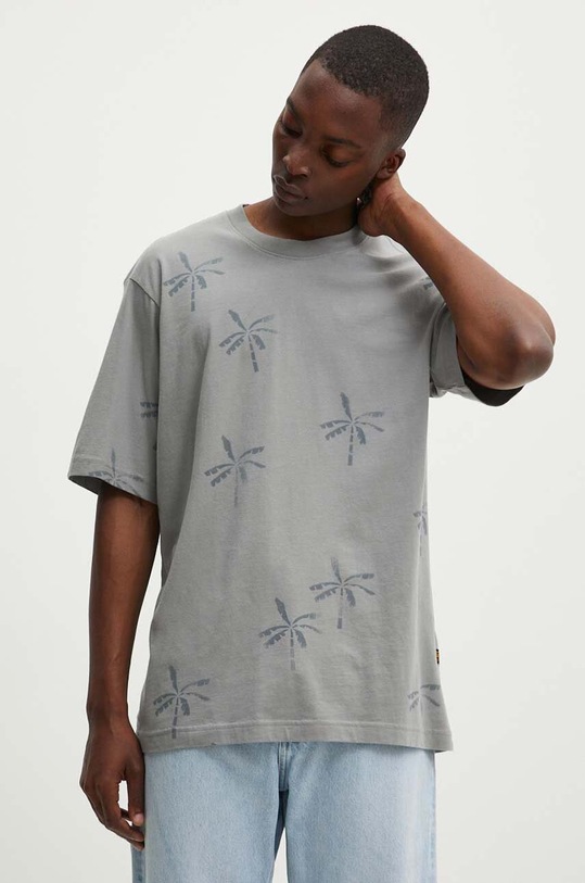 Bavlněné tričko G-Star kulatý šedá D24692.C334