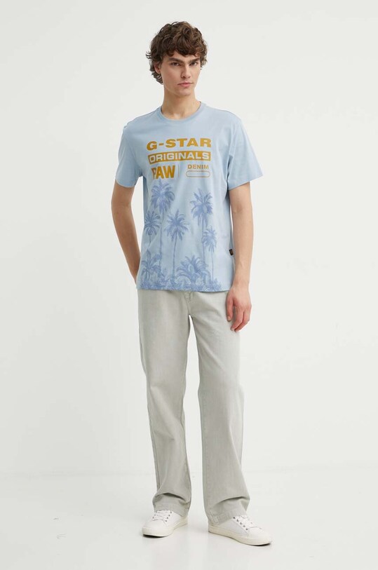 G-Star tricou din bumbac D24681.336 albastru AW24