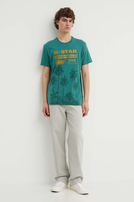 G-Star tricou din bumbac D24681.336 verde AW24